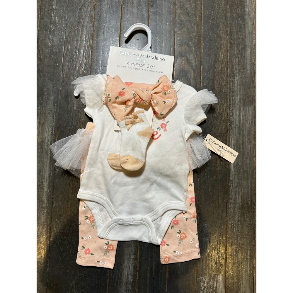Catherine Malandrino Baby Girls 4 Piece Set Bodysuit Tutu Leggings Headband